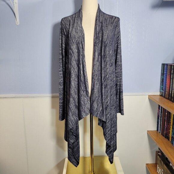 Banana Republic Medium Heathered Blue Gray Longsleeve Open Waterfall Cardigan - Picture 1 of 9
